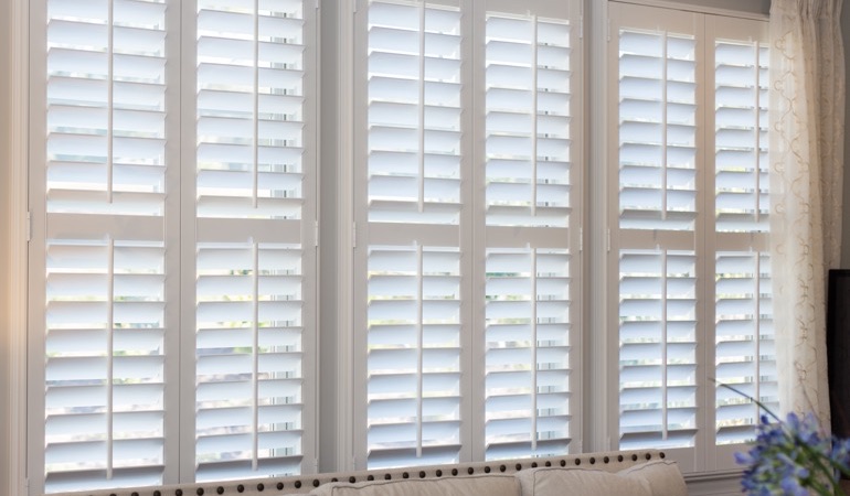 Faux wood plantation shutters in Atlanta